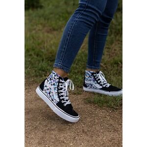 Vans Filmore Women 7.5 High-Top Canvas Shoes Checkerboard Butterflies Artsy Boho